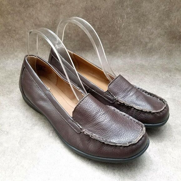Thom McAn Womens Daylin Size 9.5 Brown Leather Slip On Loafers - Picture 1 of 10
